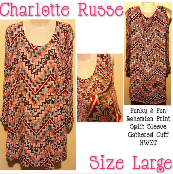 Charlotte Russe Dresses & Skirts - Charlotte Russe Dress Boho Split Sleeve Size Large